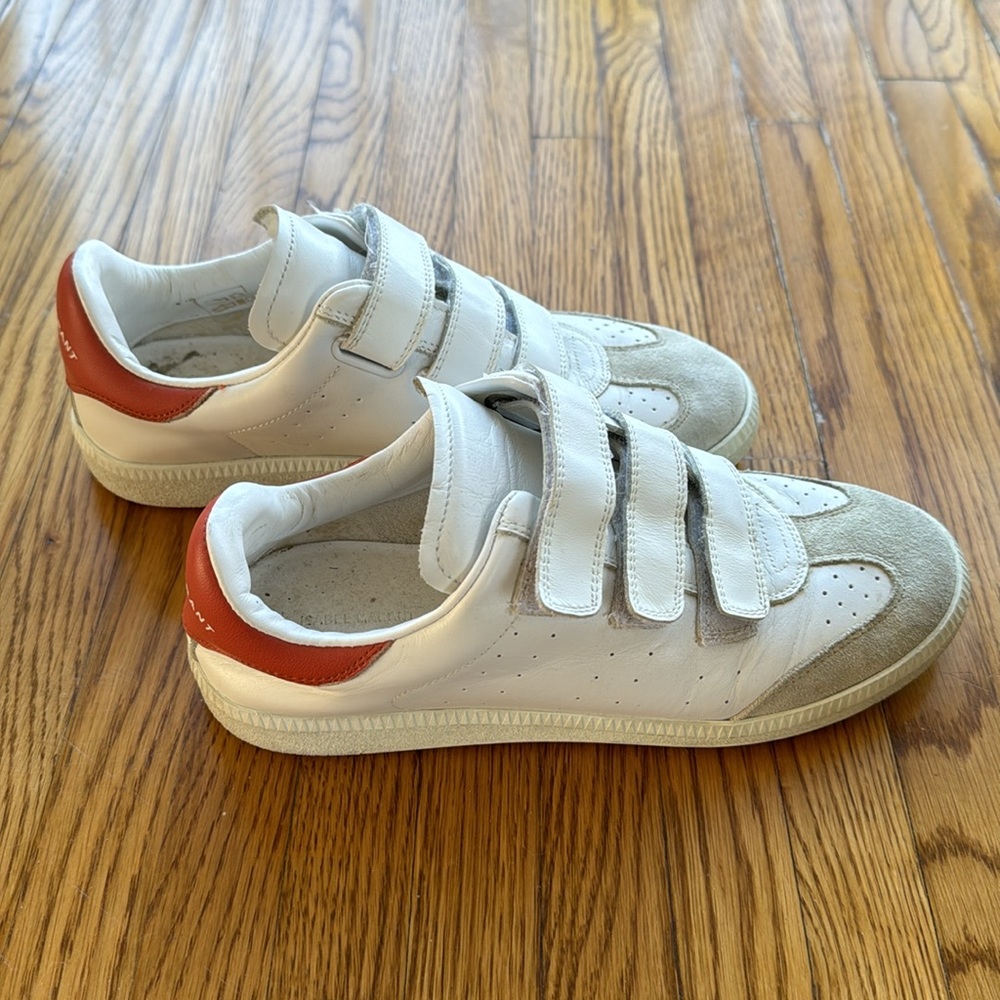 Isabel Marant Beth Perforated Leather Grip Strap Sneakers- Size 8